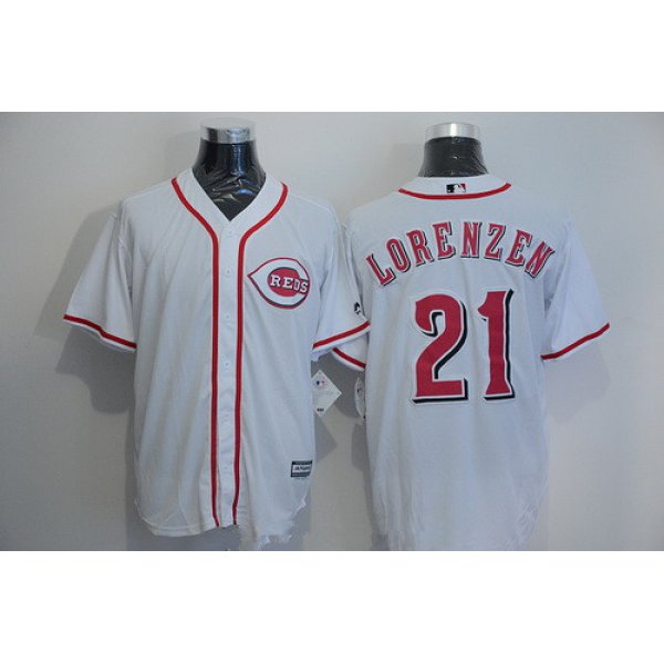 Men's Cincinnati Reds #21 Michael Lorenzen White Home Stitched MLB Majestic Cool Base Jersey