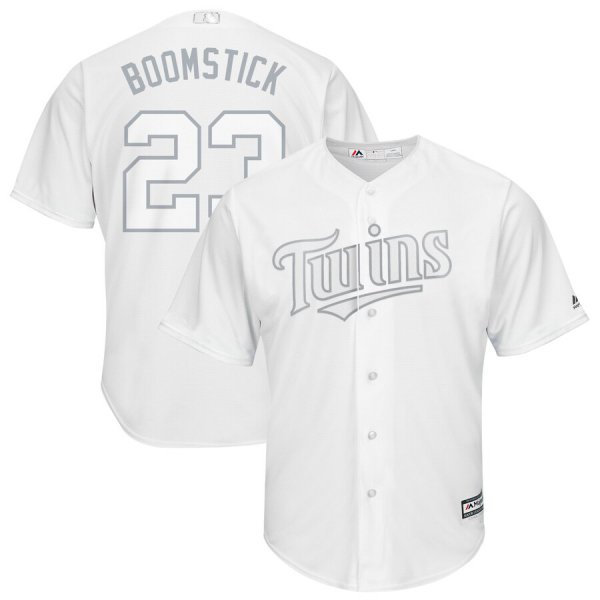 Men's Minnesota Twins 23 Nelson Cruz Boomstick White 2019 Players' Weekend Player Jersey