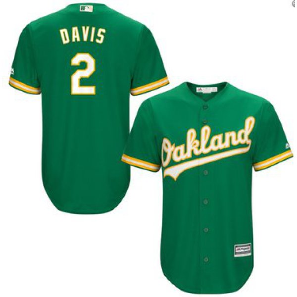 Men's Oakland Athletics 2# Khris Davis Kelly Green Alternate Jersey