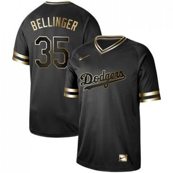 Dodgers #35 Cody Bellinger Black Gold Authentic Stitched Baseball Jersey