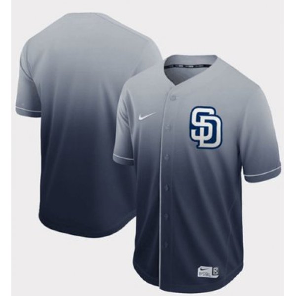 Padres Blank Navy Fade Authentic Stitched Baseball Jersey
