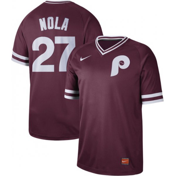 Phillies #27 Aaron Nola Maroon Authentic Cooperstown Collection Stitched Baseball Jersey