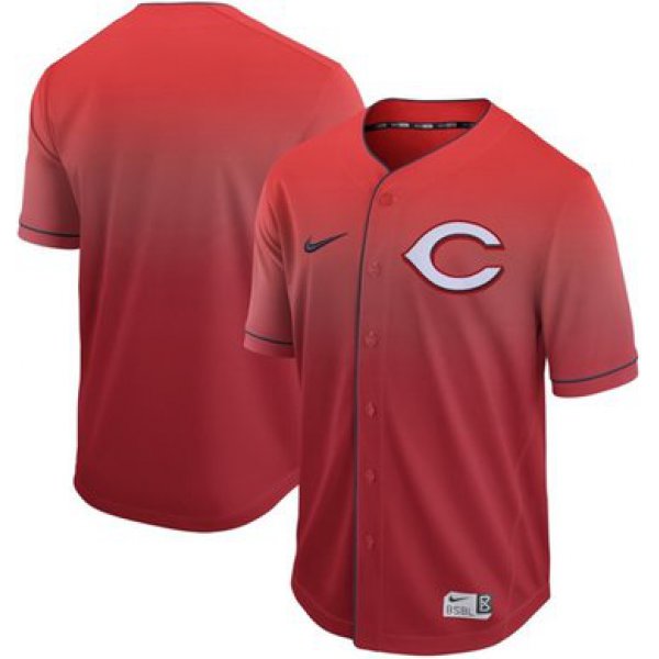 Reds Blank Red Fade Authentic Stitched Baseball Jersey