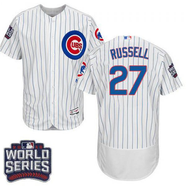 Cubs #27 Addison Russell White Flexbase Authentic Collection 2016 World Series Bound Stitched MLB Jersey