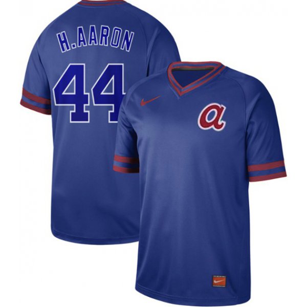 Braves #44 Hank Aaron Royal Authentic Cooperstown Collection Stitched Baseball Jersey