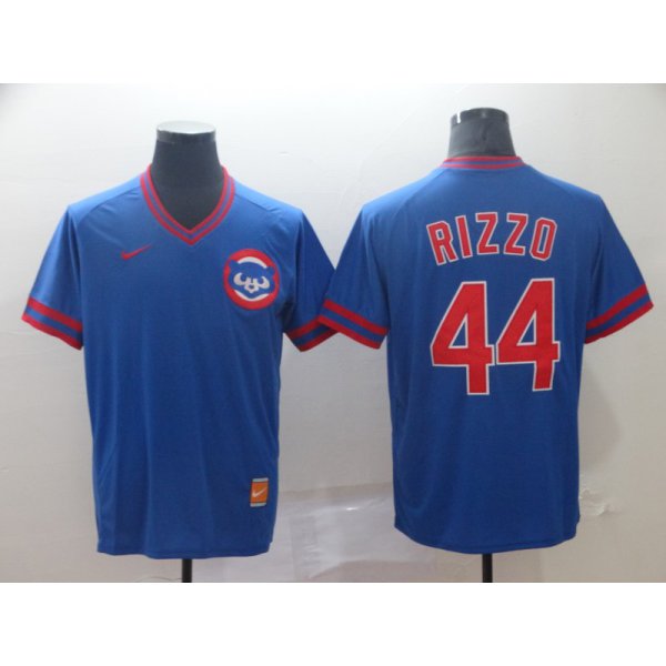 Men's Chicago Cubs 44 Anthony Rizzo Blue Throwback Jersey