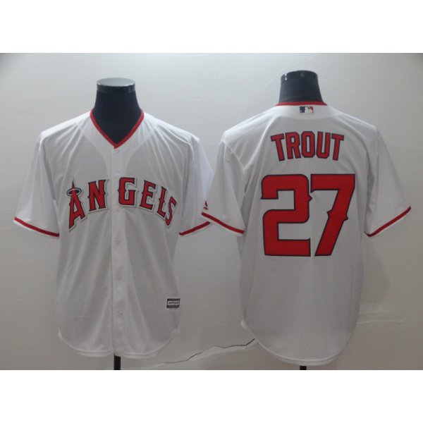 Men's Los Angeles Angels of Anaheim 27 Mike Trout White Cool Base Jersey