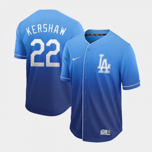 Men's Los Angeles Dodgers 22 Clayton Kershaw Blue Drift Fashion Jersey
