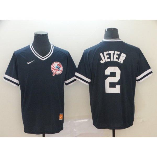 Men's New York Yankees 2 Derek Jeter Black Throwback Jersey