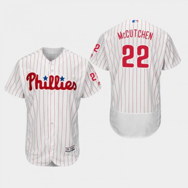 Men's Philadelphia Phillies #22 Andrew McCutchen White Scarlet FlexBase Jersey