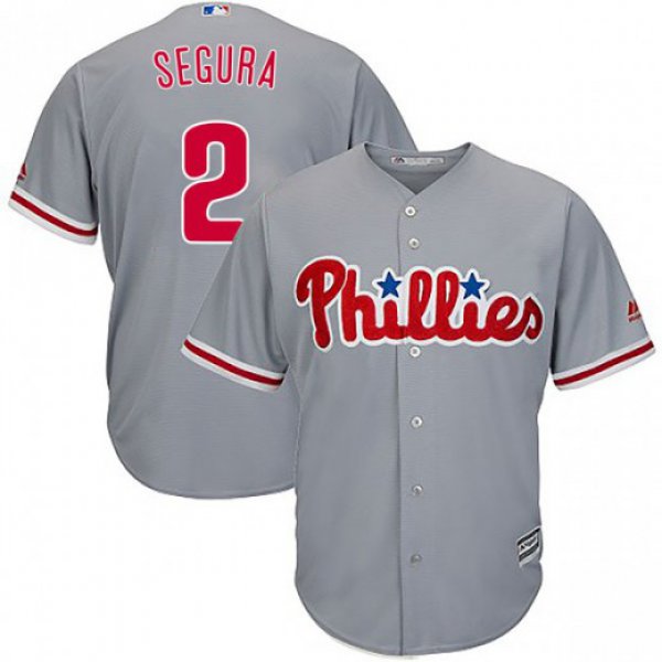 Men's Philadelphia Phillies #2 Jean Segura Gray Cool Base Jersey