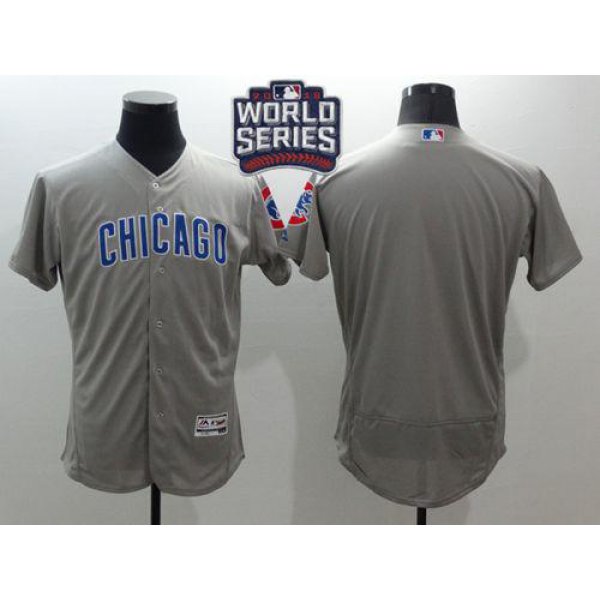 Cubs Blank Grey Flexbase Authentic Collection Road 2016 World Series Bound Stitched MLB Jersey