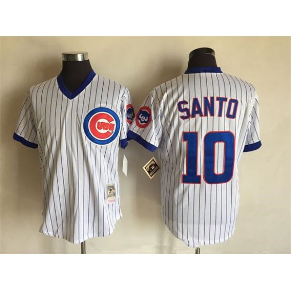 Men's Chicago Cubs #10 Ron Santo 1988 White Pullover Stitched MLB Throwback Jersey By Mitchell & Ness