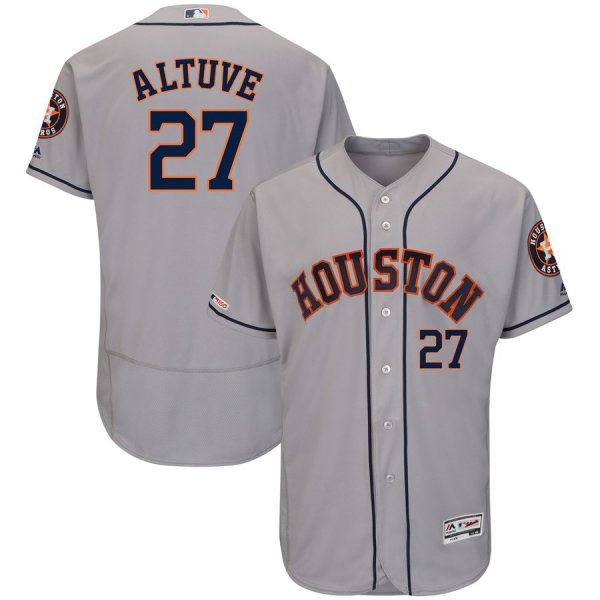 Men's Houston Astros 27 Jose Altuve Gray 150th Patch Flexbase Jersey