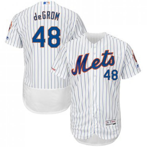 Men's New York Mets 48 Jacob deGrom White 150th Patch Flexbase Jersey