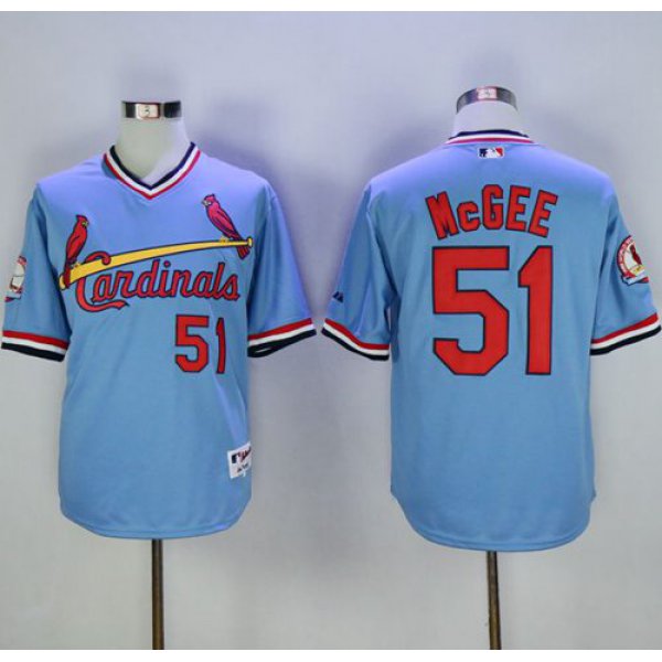 Cardinals #51 Willie McGee Blue Cooperstown Throwback Stitched MLB Jersey