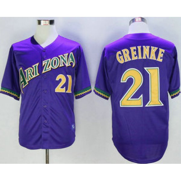 Men's Arizona Diamondbacks #21 Zack Greinke 2001 Purple Cooperstown Jersey