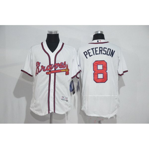 Men's Atlanta Braves #8 Jace Peterson White Home 2016 Flexbase Stitched Baseball Jersey