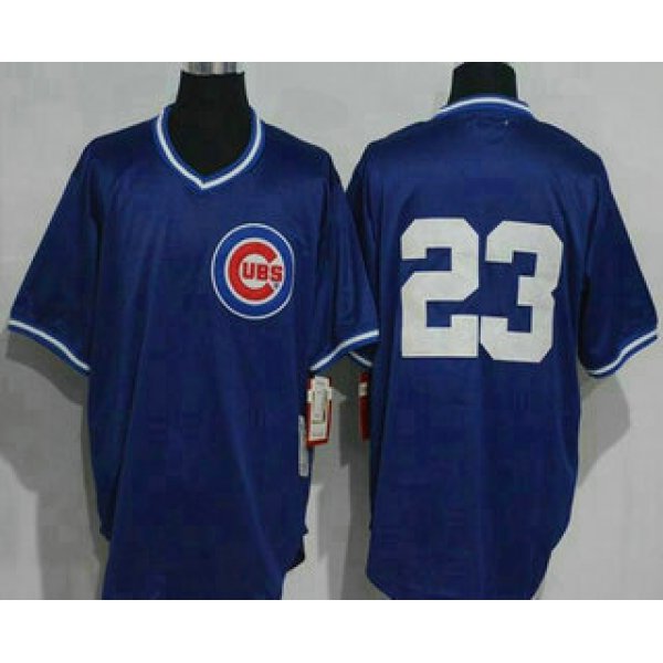 Men's Chicago Cubs #23 Ryne Sandberg No Name Blue Pullover Throwback Jersey By Mitchell & Ness