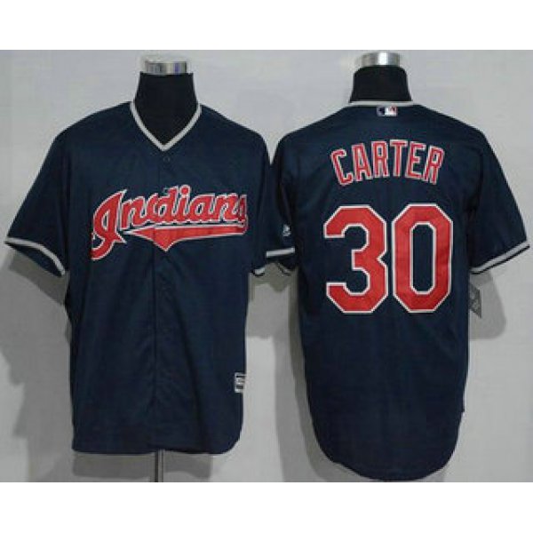 Men's Cleveland Indians #30 Joe Carter Retired Navy Blue Stitched MLB Majestic Cool Base Jersey