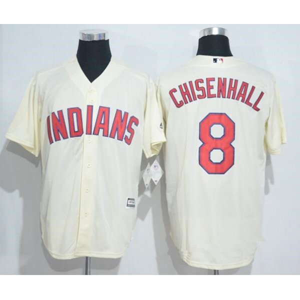 Men's Cleveland Indians #8 Lonnie Chisenhall Cream Stitched MLB Majestic Cool Base Jersey