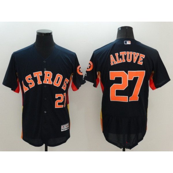 Men's Houston Astros #27 Jose Altuve Navy Blue 2016 Flexbase Majestic Baseball Jersey