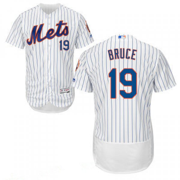 Men's New York Mets #19 Jay Bruce White Home 2016 Flex Base Majestic MLB Stitched Jersey
