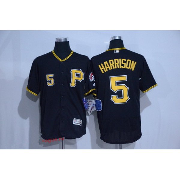 Men's Pittsburgh Pirates #5 Josh Harrison Black 2016 Flex Base Majestic Stitched MLB Jersey
