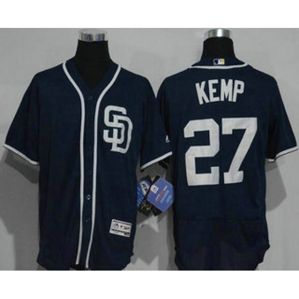 Men's San Diego Padres #27 Matt Kemp Navy Blue Stitched MLB 2016 Majestic Flex Base Jersey