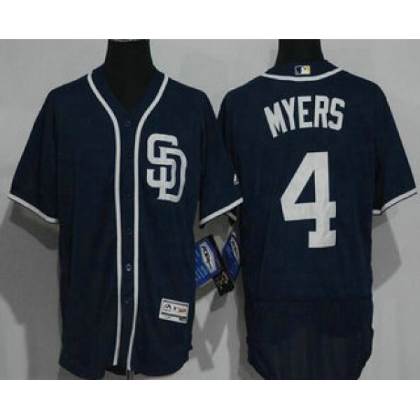 Men's San Diego Padres #4 Wil Myers Navy Blue Stitched MLB 2016 Majestic Flex Base Jersey