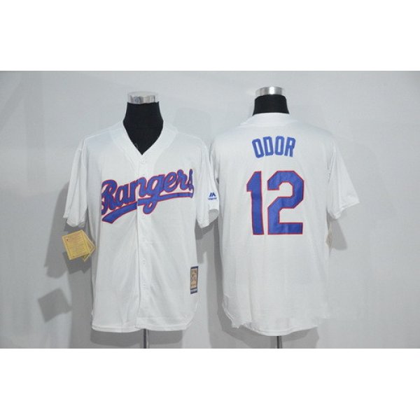 Men's Texas Rangers #12 Rougned Odor White Stitched MLB 1986 Majestic Cool Base Cooperstown Collection Player Jersey