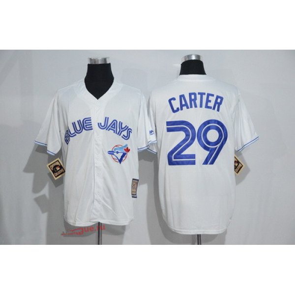 Men's Toronto Blue Jays #29 Joe Carter White Majestic Cool Base Cooperstown Collection Player Jersey