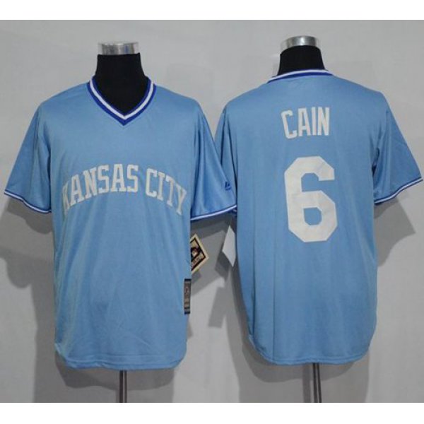 Royals #6 Lorenzo Cain Light Blue Cooperstown Stitched MLB Jersey