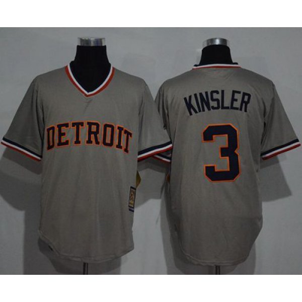 Tigers #3 Ian Kinsler Grey Cooperstown Throwback Stitched MLB Jersey