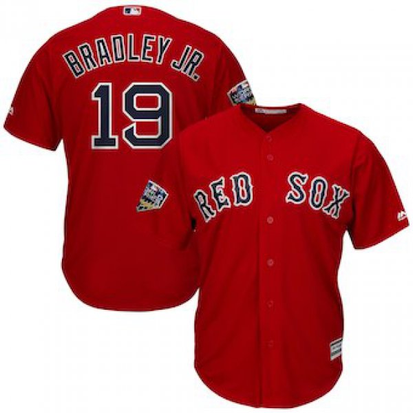 Men's Boston Red Sox #19 Jackie Bradley Jr. Majestic Scarlet 2018 World Series Cool Base Player Jersey
