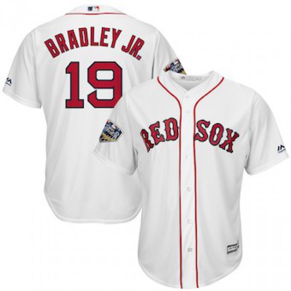 Men's Boston Red Sox #19 Jackie Bradley Jr. Majestic White 2018 World Series Cool Base Player Jersey