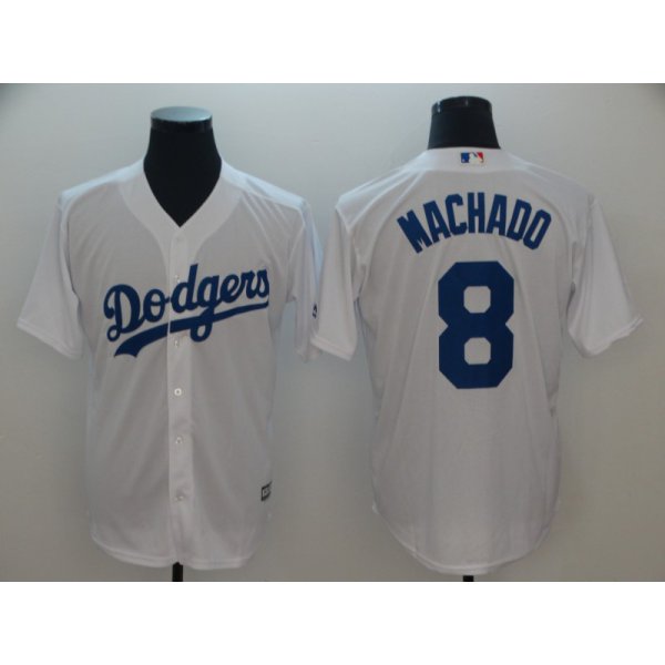 Men's Los Angeles Dodgers #8 Manny Machado White Cool Base Jersey