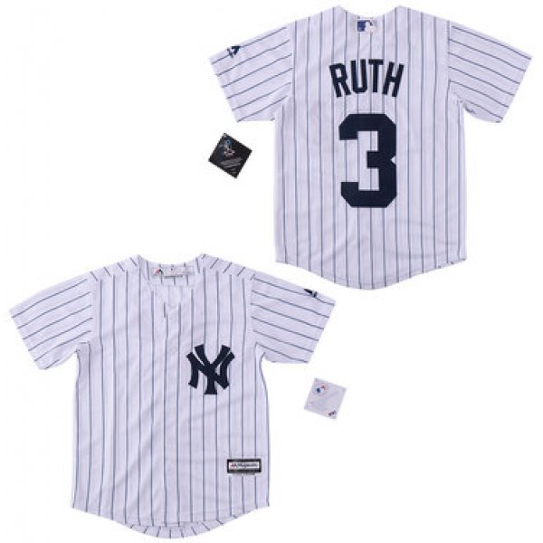 Men's New York Yankees #3 Babe Ruth White Cool Base Jersey
