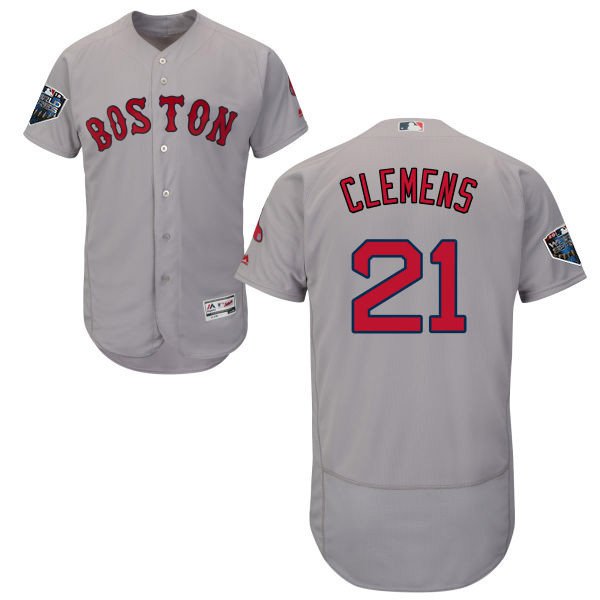 Red Sox #21 Roger Clemens Grey Flexbase Authentic Collection 2018 World Series Stitched MLB Jersey