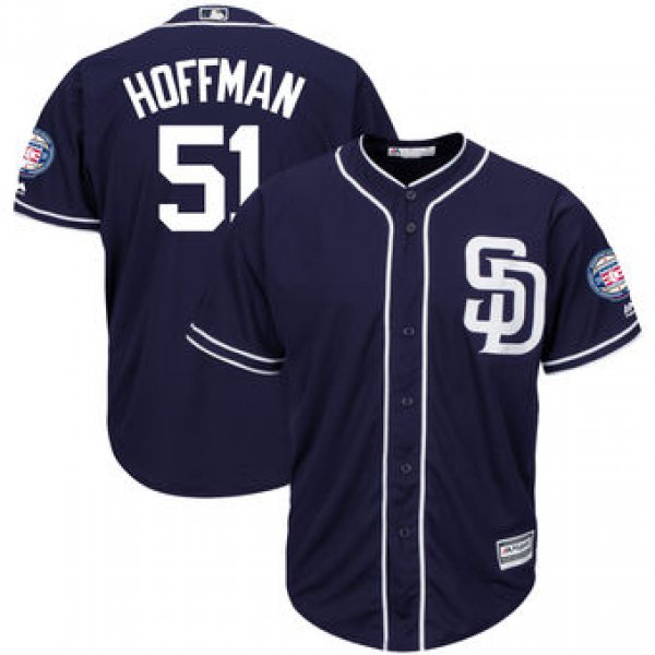 San Diego Padres 51 Trevor Hoffman Majestic Navy Hall of Fame Induction Patch Cool Base Jersey