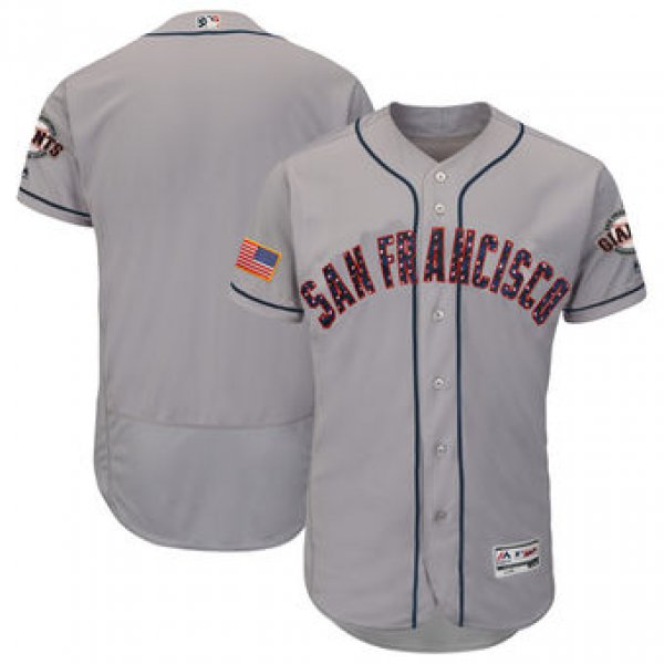 San Francisco Giants Majestic Blank Gray 2018 Stars & Stripes Flex Base Team Jersey