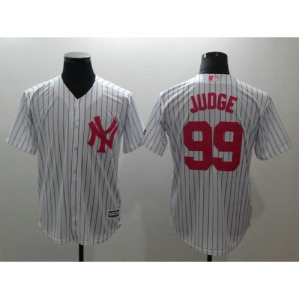 Yankees 99 Aaron White Pink Cool Base Jersey