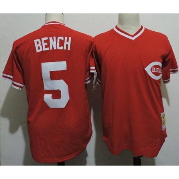 Men's Cincinnati Reds #5 Johnny Bench Retired Red Pullover Cooperstown Collection Cool Base Jersey