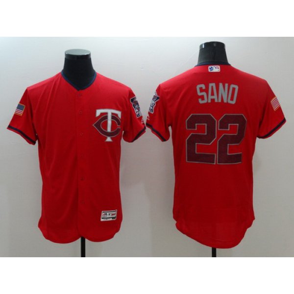 Men's Minnesota Twins #22 Miguel Sano Red Fashion Stars & Stripes 2016 Flexbase MLB Independence Day Jersey