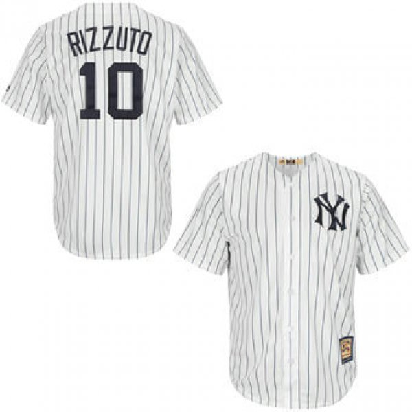 Men's New York Yankees 10 Phil Rizzuto Majestic White Home Cool Base Cooperstown Collection Player Jersey