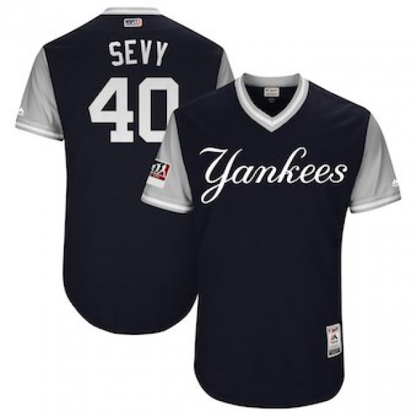 Men's New York Yankees 40 Luis Severino Sevy Majestic Navy 2018 Players' Weekend Authentic Jersey