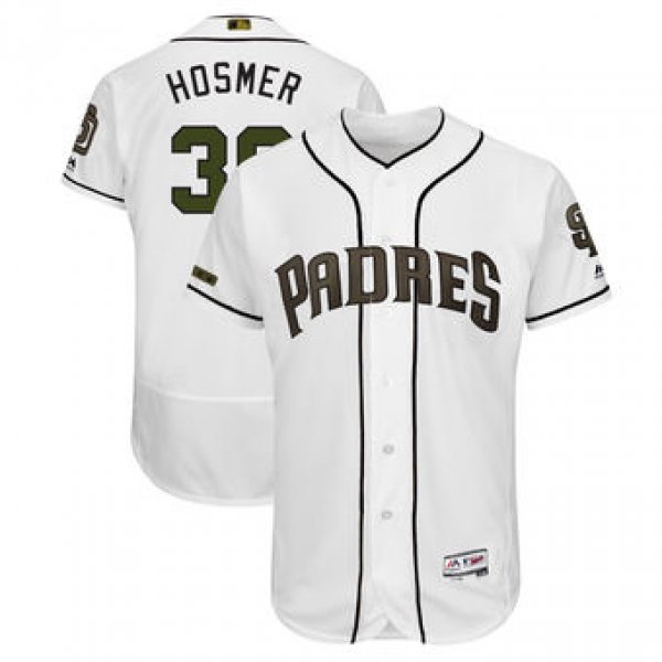 Men's San Diego Padres 30 Eric Hosmer Majestic White 2018 Memorial Day Authentic Collection Flex Base Player Jersey