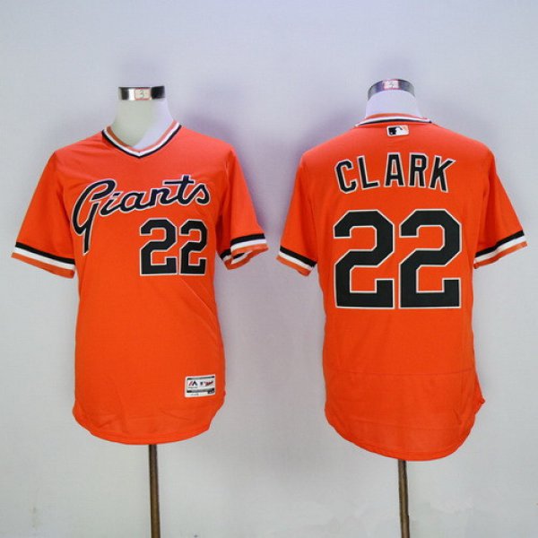 Men's San Francisco Giants #22 Will Clark Retired Orange Pullover 2016 Flexbase Majestic Baseball Jersey