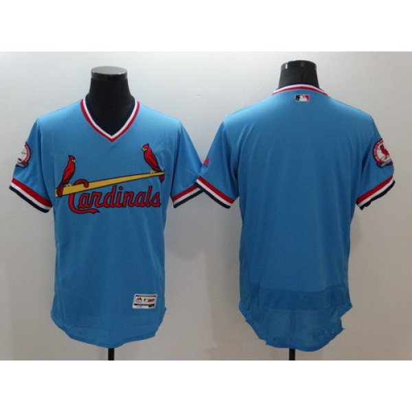 Men's St. Louis Cardinals Blank Light Blue Pullover 2016 Flexbase Majestic Baseball Jersey