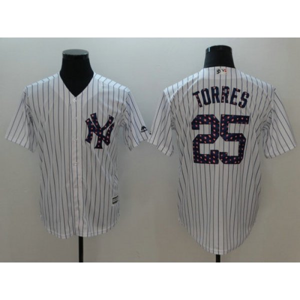 New York Yankees 25 Gleyber Torres Majestic White 2018 Stars & Stripes Cool Base Player Jersey